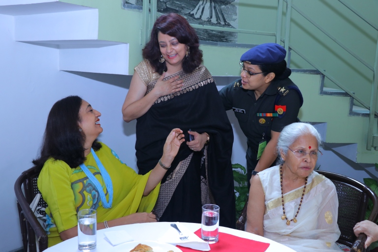 Army CHief Wife Mrs Madhulika Rawat AWWA president at a book launch party  Mrs Madhulika Rawat AWWA president hd picture wife of Army CHief General rawat Manoj tiwari Mp 